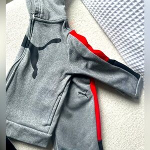 Puma Gray Hoodie/matching pants with Red and Black Accents 2T